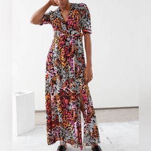 & Other Stories Feather-Print Maxi Dress